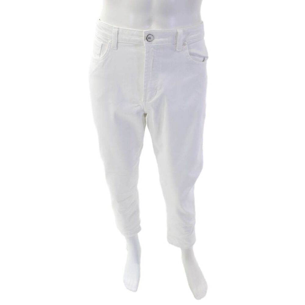 Monfrere Mens Zipper Fly Slim Cut Ankle Jeans White Denim Size 36